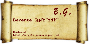 Berente Győző névjegykártya